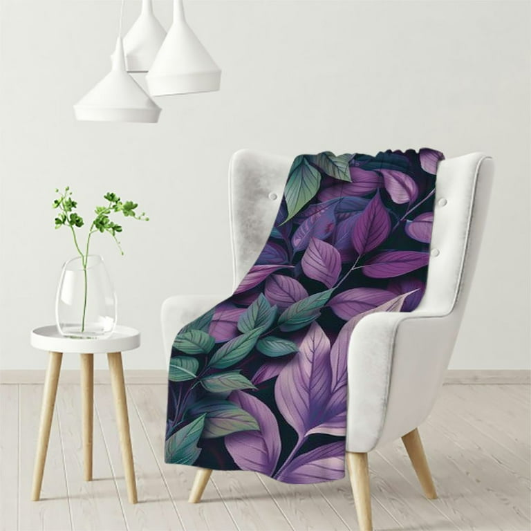 Dvbnli Blanket Dusty Purple Sage Green Leaves Greenery Fleece Throw Blanket Leaf Branch Soft Flannel Cozy Blankets for Couch Bed Sofa Gift for Valentine White Walmart