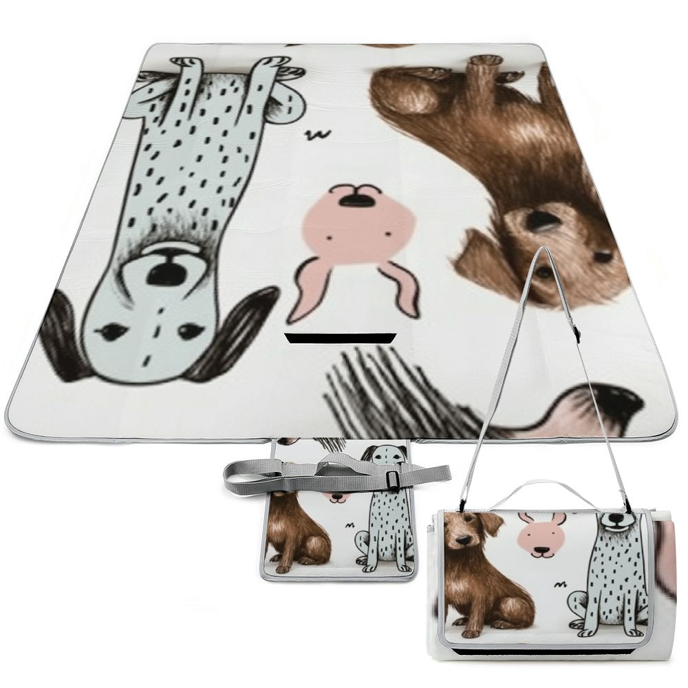dvbnli-hand-drawn-dog-picnic-mat-foldable-waterproof-sandproof-beach