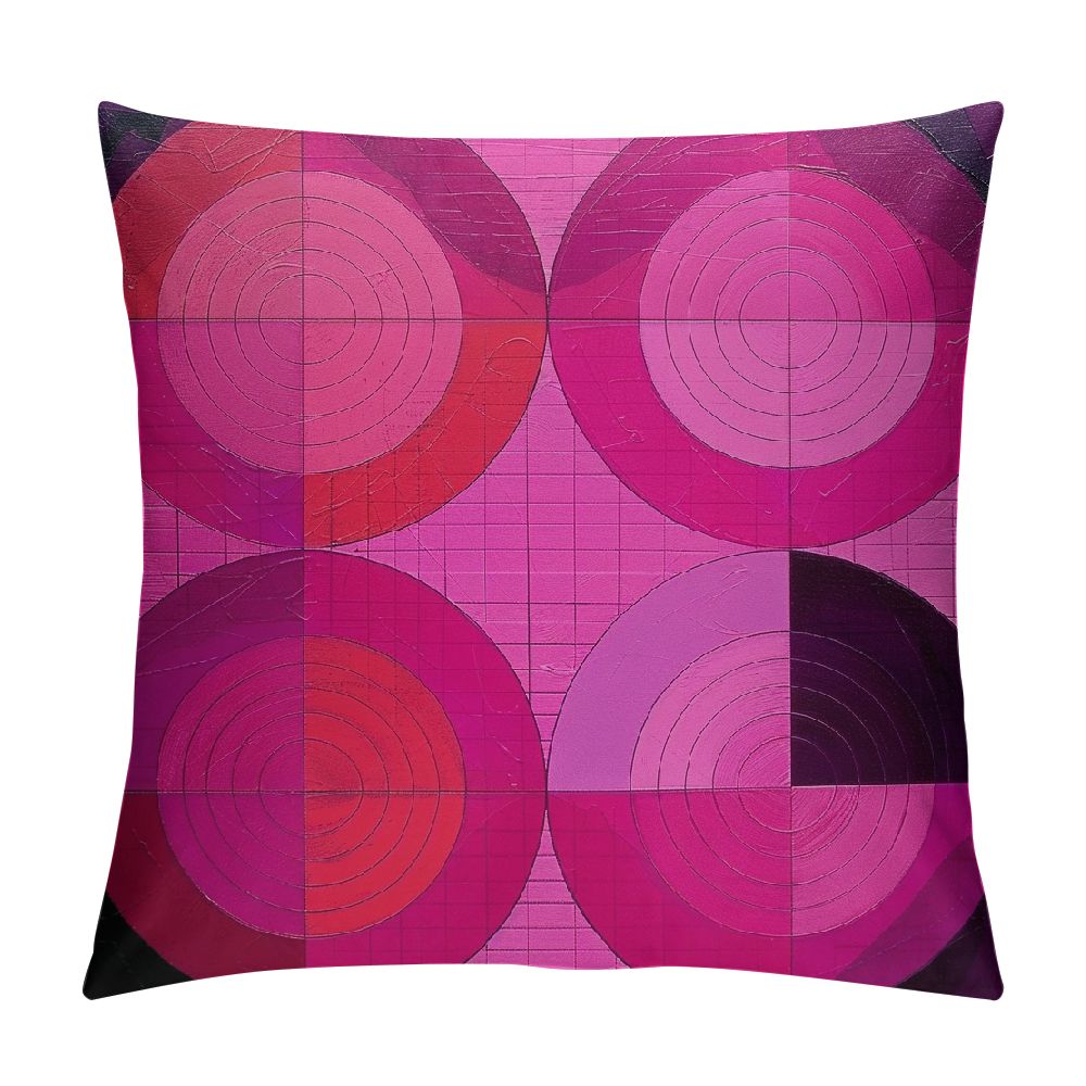 Dvbnli Magenta Throw Pillow Cushion Cover, Disc Shaped Fluid Dynamics with Circular Spherical