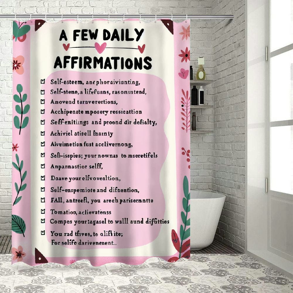 Dvbnli Motivational Shower Curtain Inspirational Shower Curtains for room Pink Shower Curtain