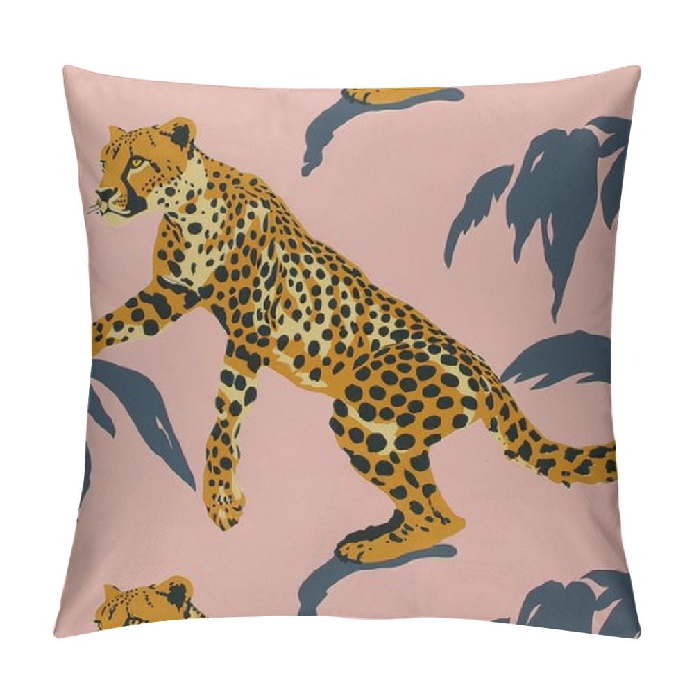 Dvbnli Pink Throw Pillow Covers Wild Animal Decorative Pillows Covers