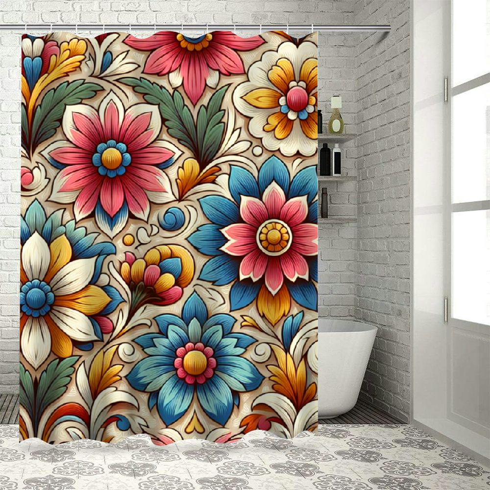 Dvbnli Shower Curtain Waterproof Polyester Fabric Bath Curtain Blossom ...