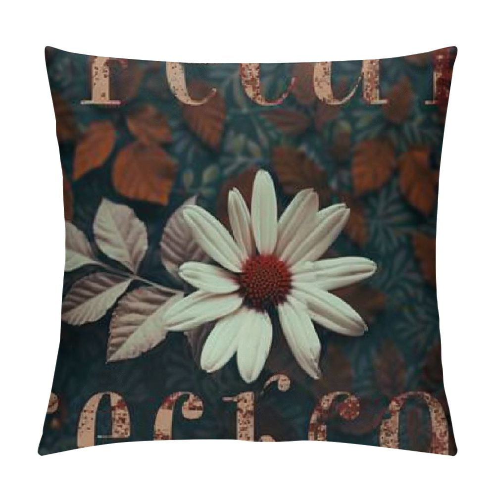 Dvbnli Vintage Style Quote Words Pillow Covers Autumn Fall Flowers