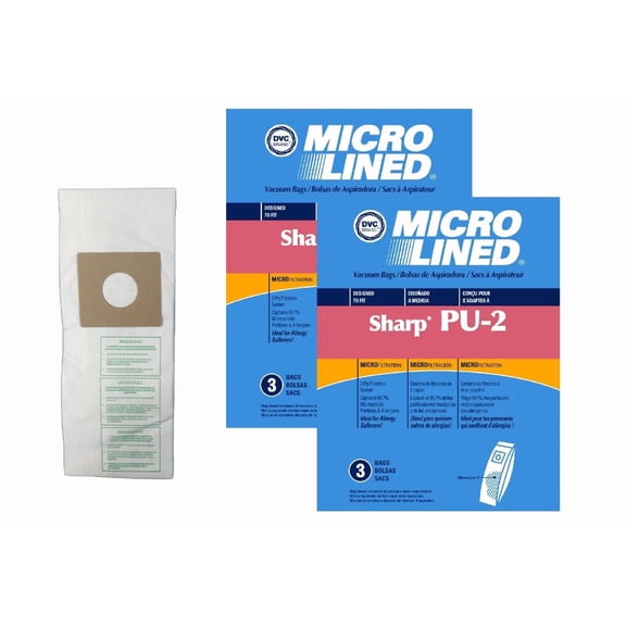 Dvc Micro-Lined, Bags Style Pu-2 Fit Sharp Upright Vacuums, 2 - 3 Packs, 6 Bags