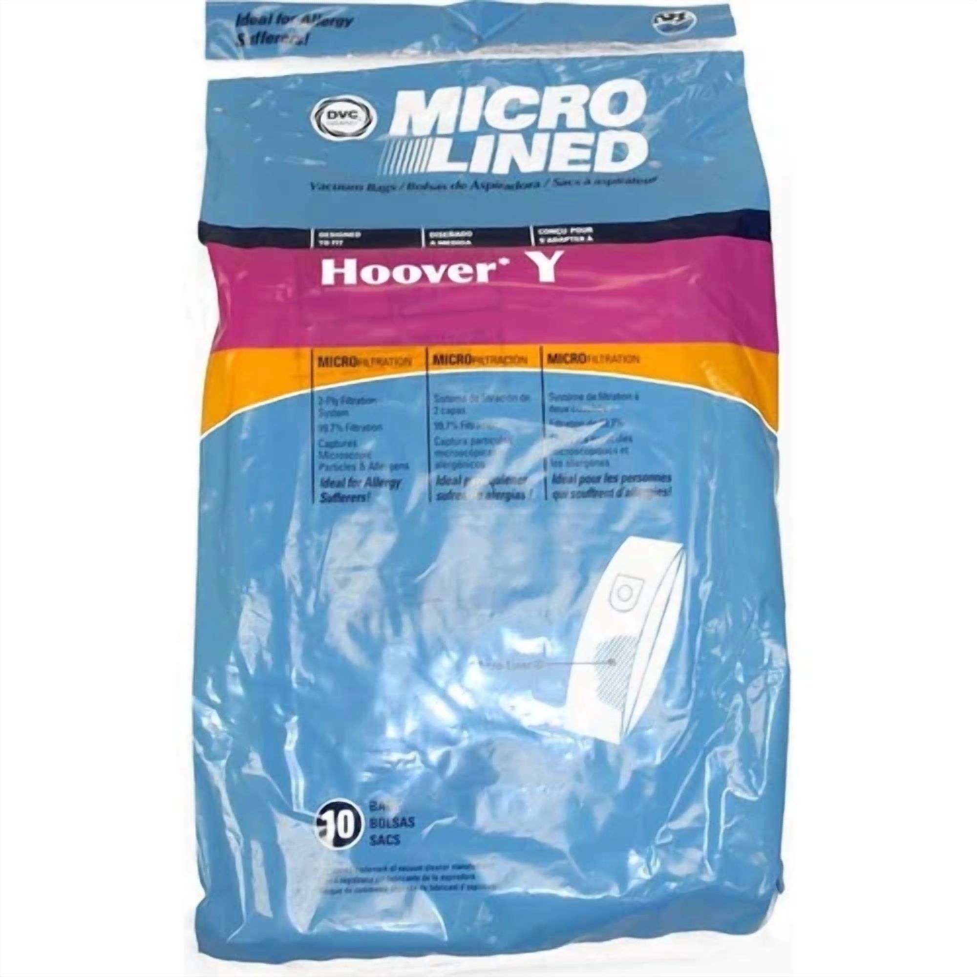 Dvc Micro Lined Hoover Y Style Bags, 10Pk