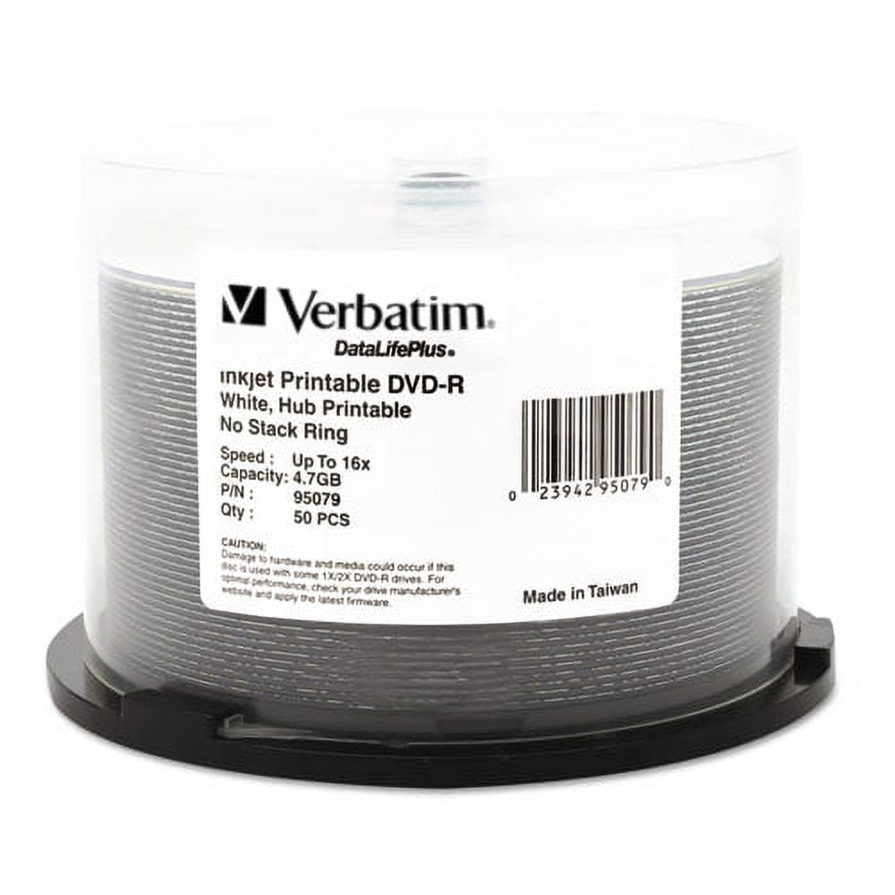 Dvd+r Recordable Disc, 4.7 Gb, 16x, Spindle, Hub Printable, White, 50/pack | Bundle of 10 Packs