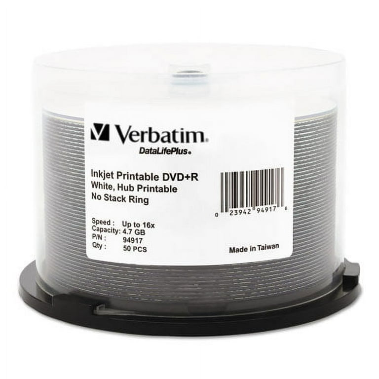 DVD-R DataLife Plus Printable Recordable Disc, 4.7 GB,16x, Spindle, White, 50/Pack