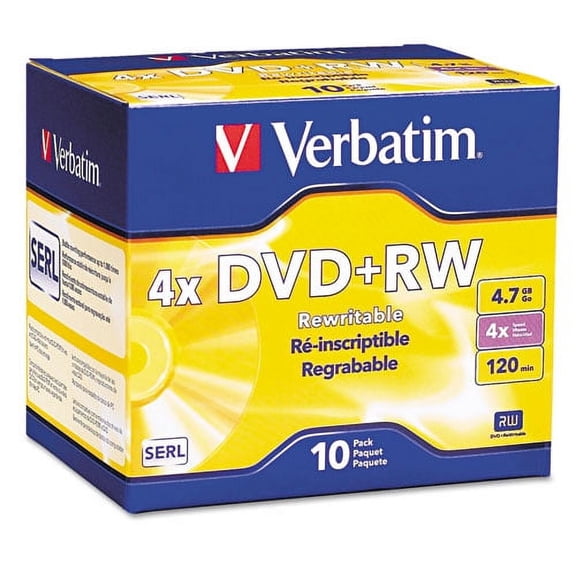 Dvd+rw Rewritable Disc, 4.7 Gb, 4x, Slim Jewel Case, Silver, 10/pack | Bundle of 2 Packs