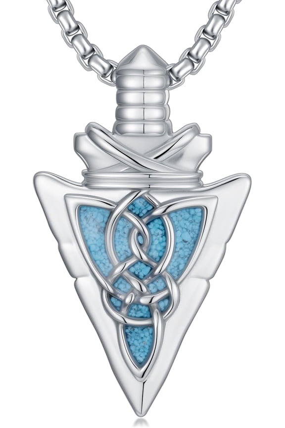 Arrowhead Necklace 925 Sterling Silver Turquoise Arrowhead Pendant Amulet Jewelry Gifts, w/Stainless Steel Chain 22+2