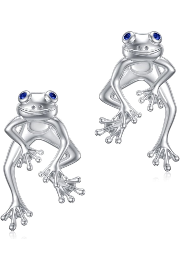 Frog Earrings 925 Sterling Silver Stud Earrings Cute Fun Funny Earrings Animal Earrings Frog Jewelry for Women