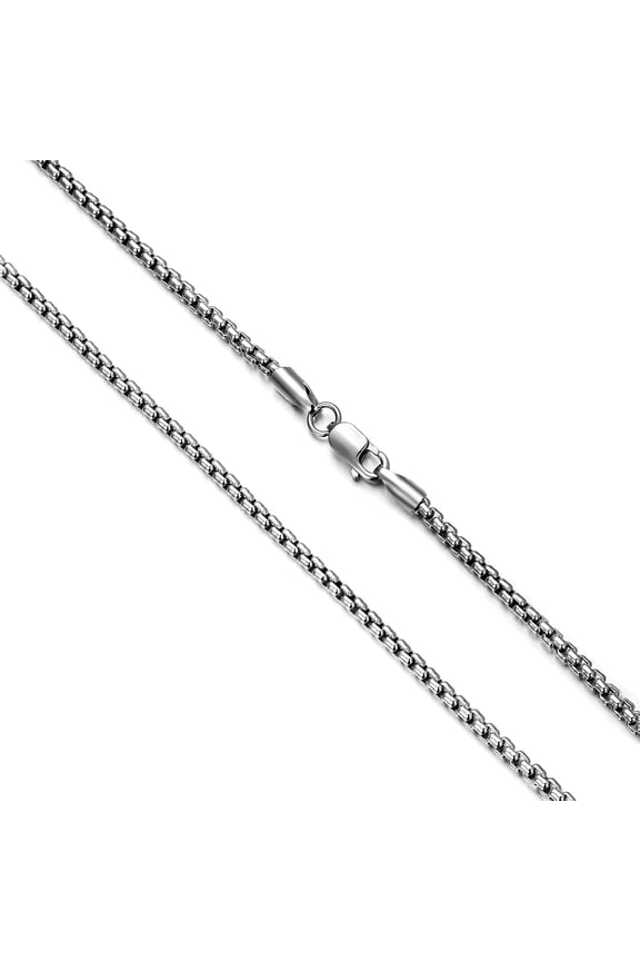 Genuine 925 Sterling Silver Round Box Chain Necklace for Men & Women Strong, Safe and Beautiful Rolo Link Chains 1.0MM - 3.0MM, 16-36 Inch (with Gift Box)