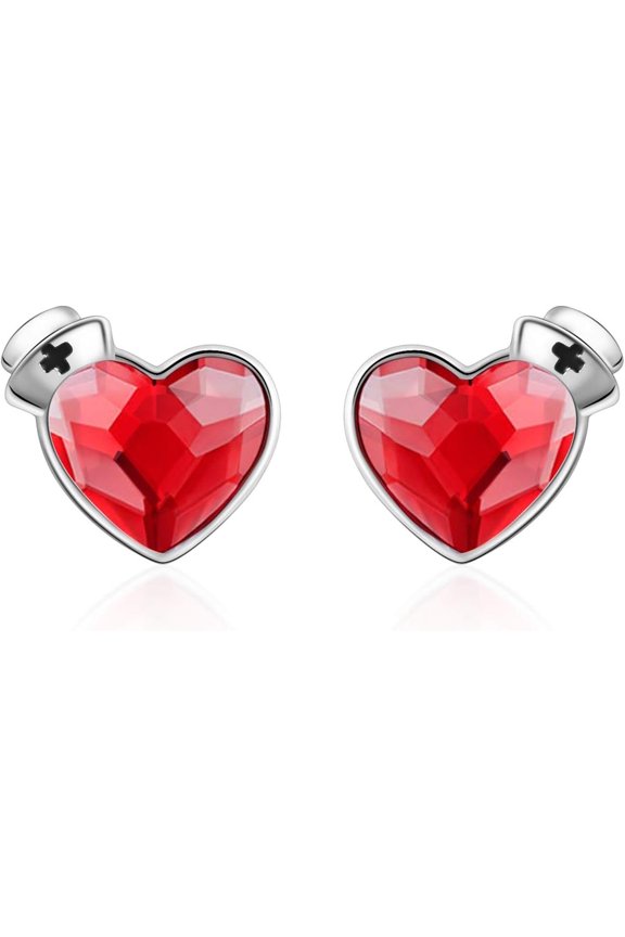 Gifts for Nurse Doctor 925 Sterling Silver Medical Symbol Studs Earrings Graduation Jewelry Gifts for New Nurse Doctor RN Student