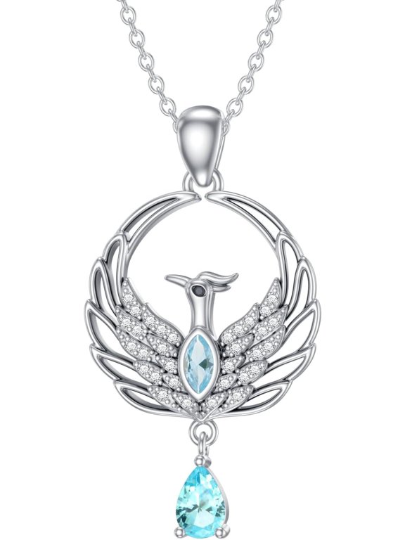 Phoenix Necklace with Synthetic Birthstone Nirvana Rebirth Phoenix Pendant Necklace Gift for Women