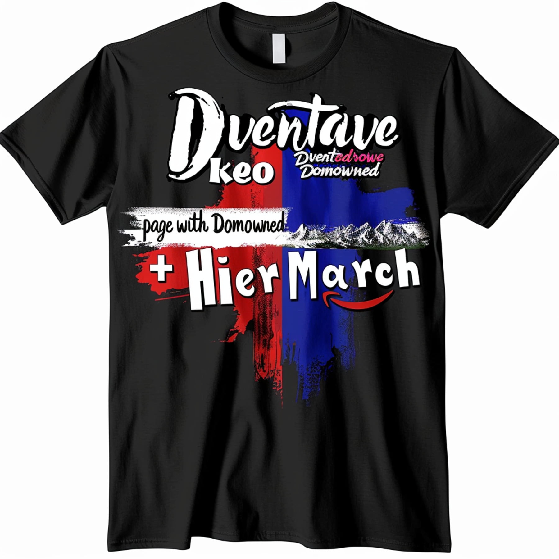 Dventeddrowave Paint Brush Stroke Black TShirt with Dwarf Flag Colors ...