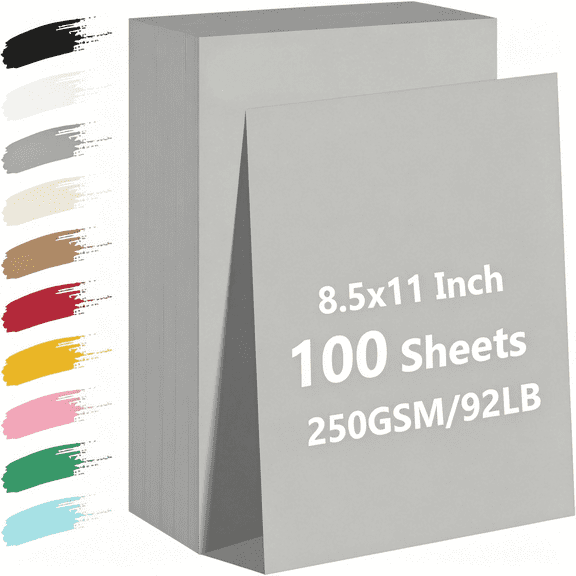 Dvjoy 100 Sheets Gray Cardstock Printer Paper 8.5x11,92lb Gray Construction Paper|92lb/250gsm Card Stock Thick Construction for Craft,ScrapbookOffice Printing,Invitations,Certificates