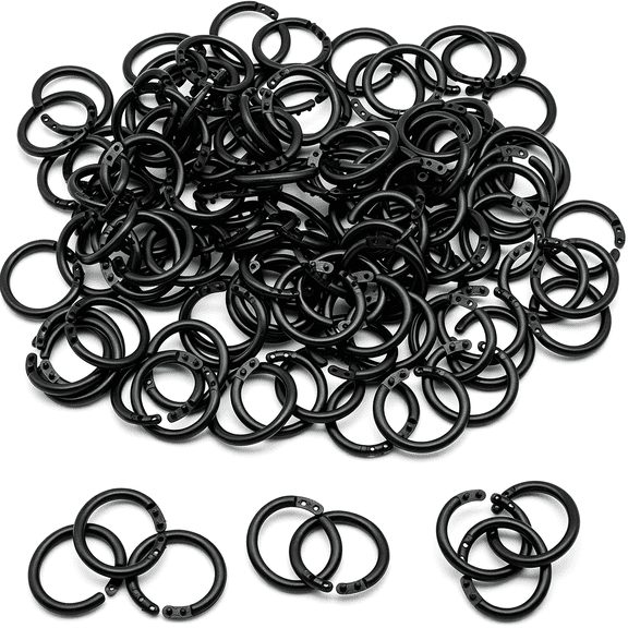 Dvjoy 120 Pcs Plastic Binder Rings Loose Leaf Book Rings,3/4",Black|Index Card Rings Binder Clip Rings for Flash Cards,Key Rings,Index Cards,Paper (20mm,Black)