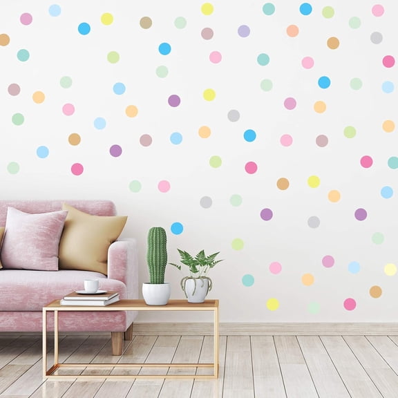 Dvjoy 240 Pieces Polka Dots Wall Decals 2 Inch Multi-Color Rainbow Vinyl Dots Removable Round Circle Stickers for Playroom Bedroom Nursery Classroom Living Room Wall Decor(20 Pastel Rainbow