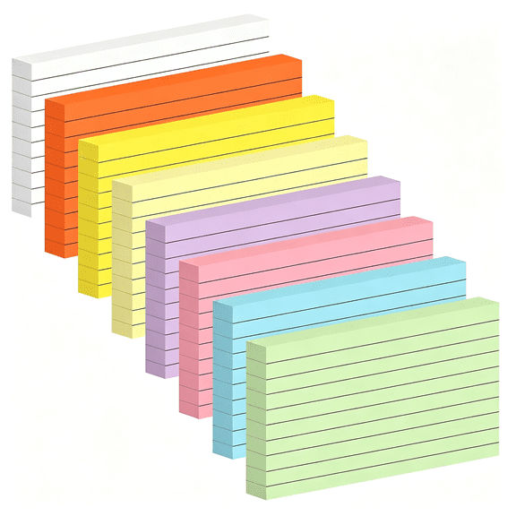 Dvjoy 248 Sheets Colored Index Cards 3x5,Double-Sided Blank Notes Flash Cards for Studying,Note Cards 3x5 Lined,Flashcards for Studying,Index Notecards for Office