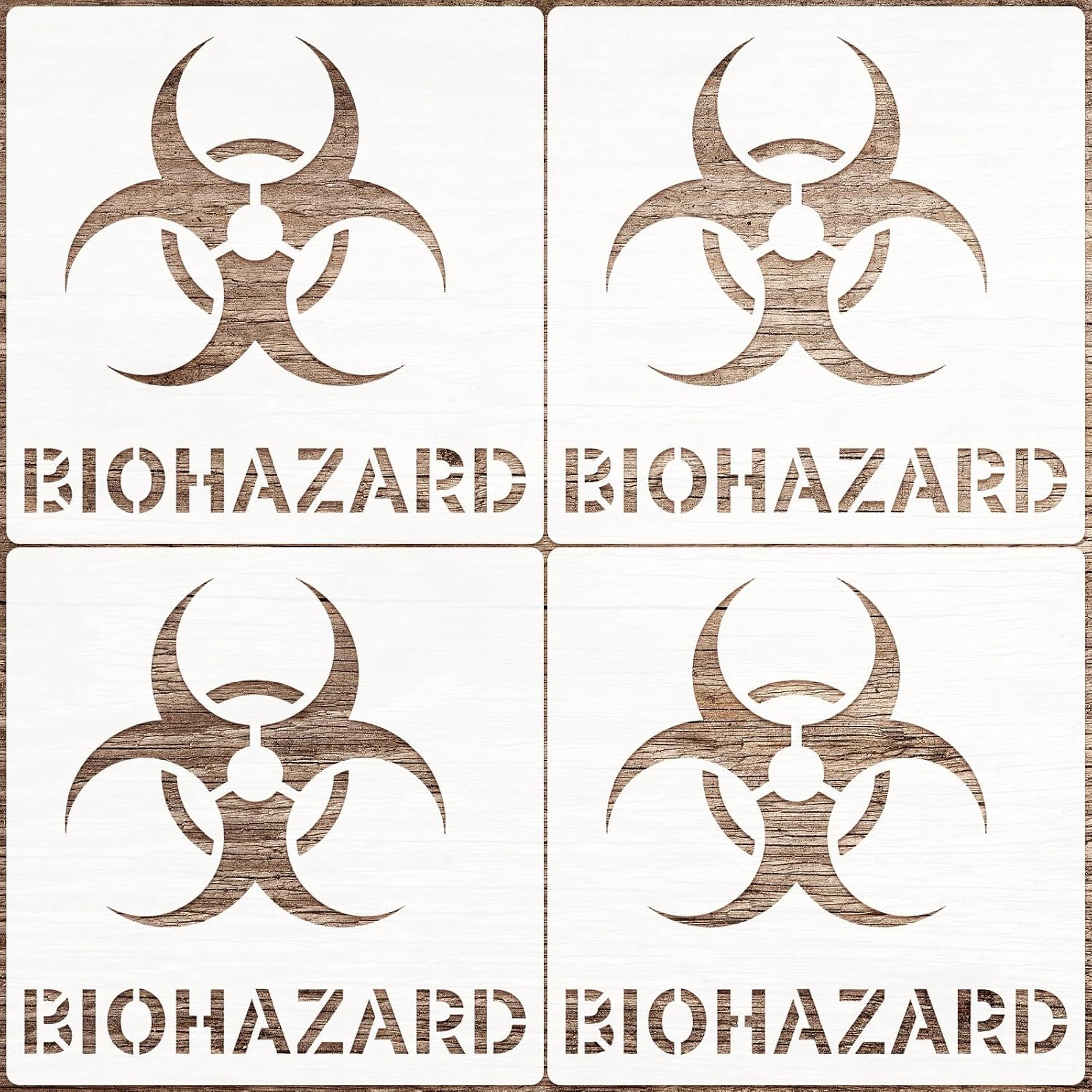 Dvjoy 4 Pcs Biohazard Stencils 12 x 12 Inch Reusable Toxic Waste Sign ...
