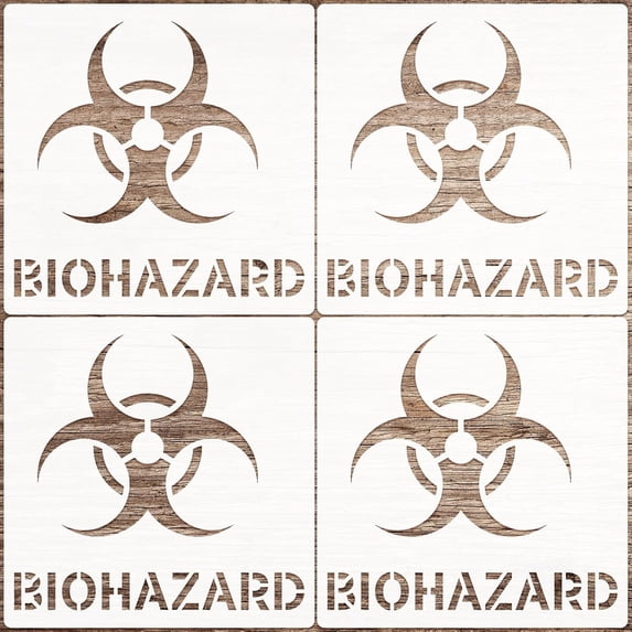 Dvjoy 4 Pcs Biohazard Stencils 12 x 12 Inch Reusable Toxic Waste Sign ...