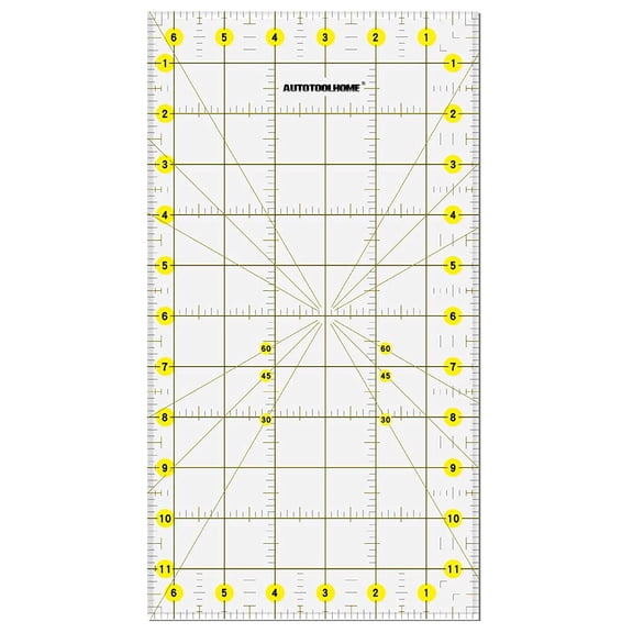 Dvjoy Acrylic Quilting Ruler 6.5" x 12" Fabric Cutting Ruler for Sewing Crafts Measuring Template with Easy-Read Grid Lines,Angle Markings and Durable Clear Acrylic