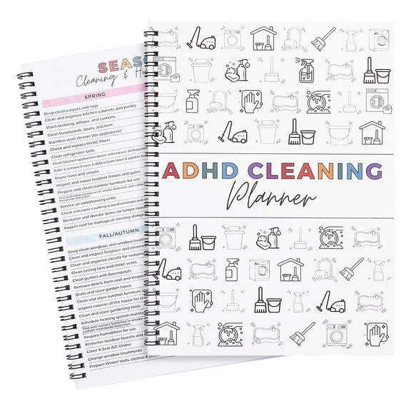 Dvjoy Adhd Cleaning Planner - Reusable Cleaning Schedule Checklist for Adults Women Teens, Daily Weekly Monthly Household Organizer, Undated Home Chore Chart Notebook
