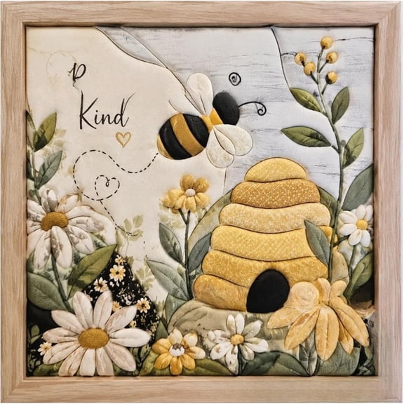 Dvjoy Fabric Art Kit | DIY 3D Bee Hive Fabric Poke Art Kit for Adults | No-sew Mosaic Wall Art & Craft Kits with Frame & Tools | Relaxing Handmade Japanese Art Project Gifts for Beginner