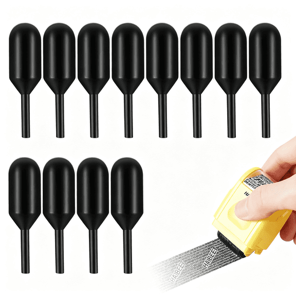 Dvjoy Identity Theft Protection 12 Pcs Roller Stamps Replacement Refills for Confidential Privacy Security,Black Ink,Covers Personal Mail Address Information