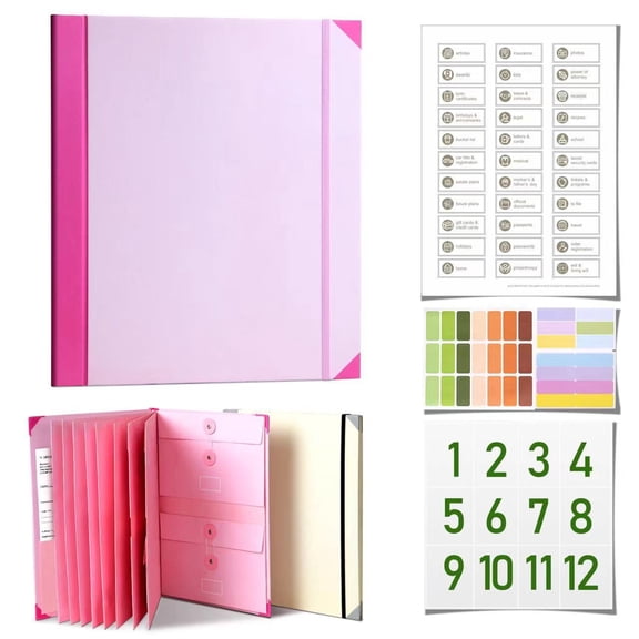 Dvjoy Important Document Organizer, in Case I Die Binder Organizer with Labels | Folio Folders with 12 Pockets, Acid-Free Folder for Documents, Certificates, Passports, Wills, Photos, and Letters