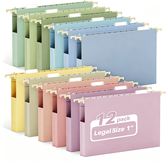 Dvjoy Legal Size Hanging File Folders, Reinforced Legal Size File Folders with Heavy Duty 1 Inch Expansion, Hanging File Folder Organizers for Filing Cabinet, Home Office Law Firm Document Storage