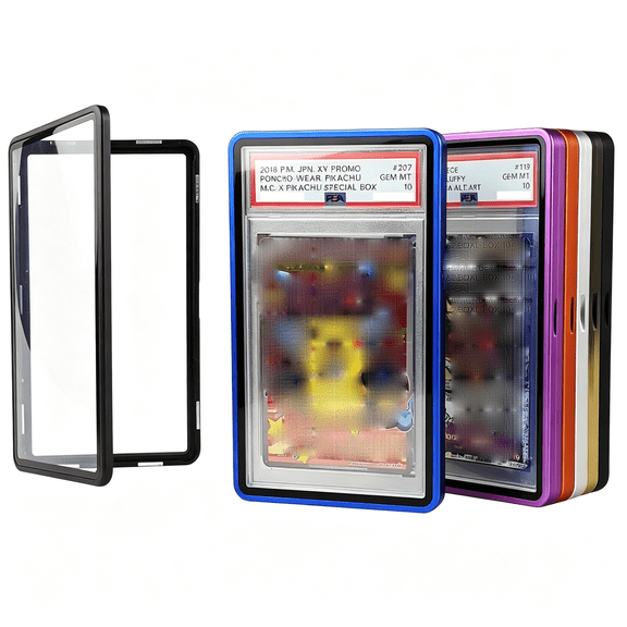 Dvjoy Magnetic Aluminum Graded PSA Slab Guard UV Resistant Glass 35PT Premium Protector Display Case For Standard PSA CGC Graded Sport Trading Cards-Black Out