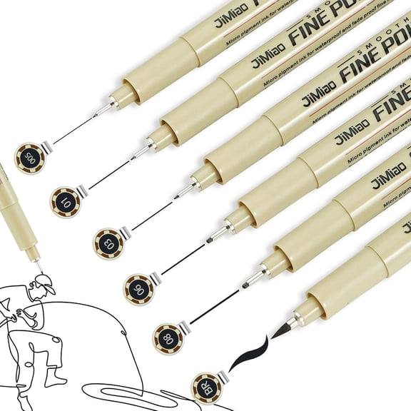 Dvjoy Micro Fineliner Pens, 6 Pack, Black Fineliners, Multiliner Pen Fine Line Waterproof Ink Set, Study Supplies, artist illustrations, sketches, Bible diaries, Black Art Pens