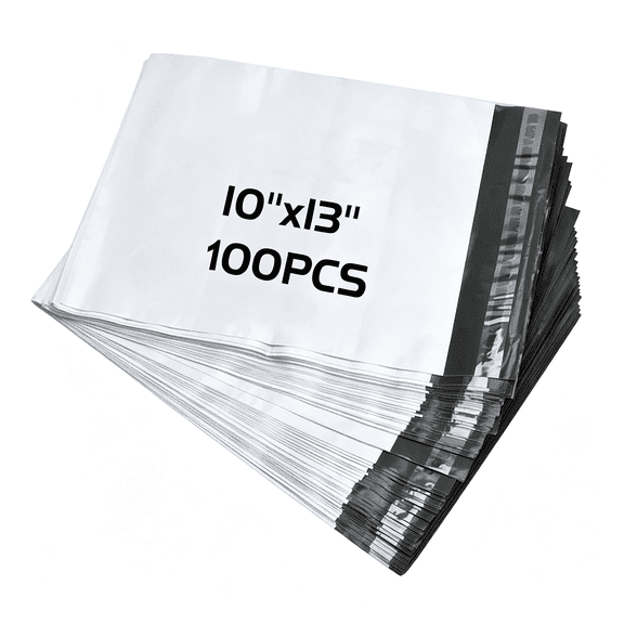 Dvjoy Poly Mailers 10x13 Inch 100 Pcs Tear-Resistant Shipping Bags For Clothing,Self-Seal Shipping Envelopes,Waterproof Packaging Bags for Small Business,Durable Mailers Poly Bags White
