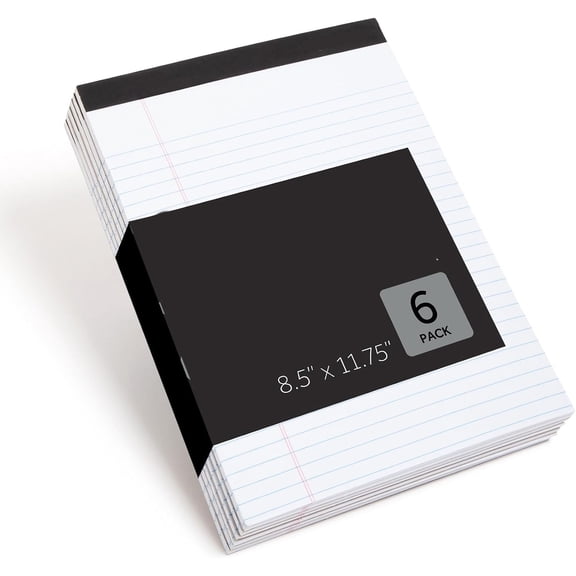 Dvjoy Premium Legal Pads,6 Pack,Thick White Paper with Extra Hard Back,8.5" X 11",50 Sheets,Wide Ruled,Quality Notepads,Proudly