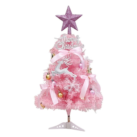 Dvkptbk 23.6 Inch Christmas Tree Set Small Christmas Tree Desktop Ornament Mini Border Christmas Decoration