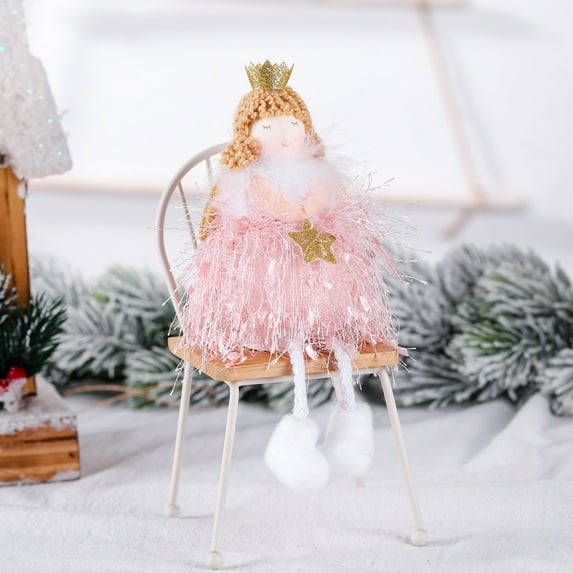 Dvkptbk Christmas Decorations Christmas Angel Plush Doll Pendant Xmas Tree Hanging Decoration Party Ornaments Pink