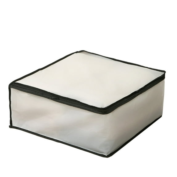 Dvkptbk Folding Plastic Storage Box for Storage Under The Bed Odorless Material Moistureproof Trash Can Suitable for Pillows Coats Blankets White Translucent