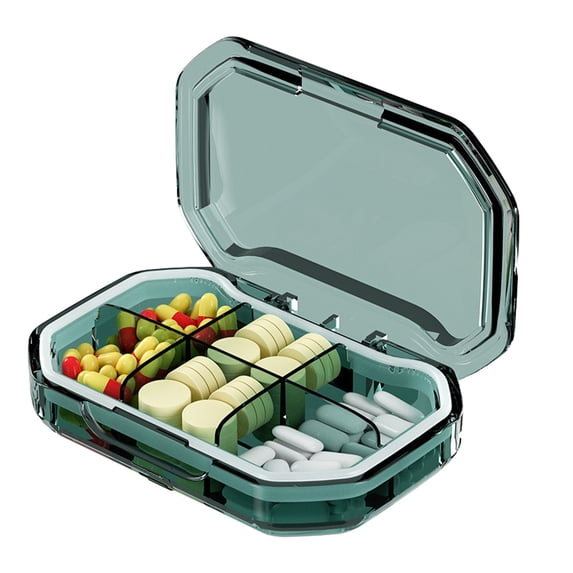 Dvkptbk Pills Organizer Airtight Pills Box Pills Dispenser Home Travel Supplement Holder Portable Compact Pills Box