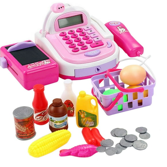 Dvkptbk Pretend Play Electronic Cash Money Toy Realistic Actions & Sounds With Mic PK Christmas Gift