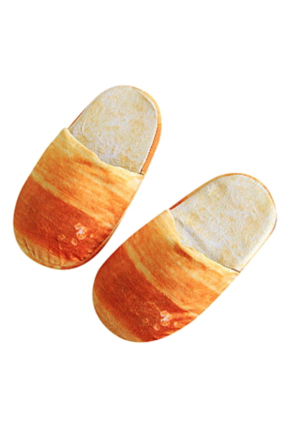 Slippers Adult Autumn Winter Warm Home Shoes Simulation Bread Memory Foam Sole Slippers Red M