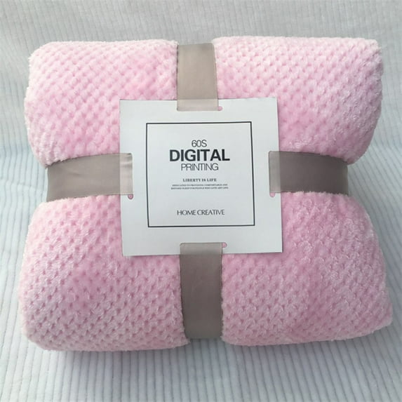 Dvkptbk Soft Warm Plaid Fleece Bed Towel Large Mesh Flannel Towels Thick Breathable