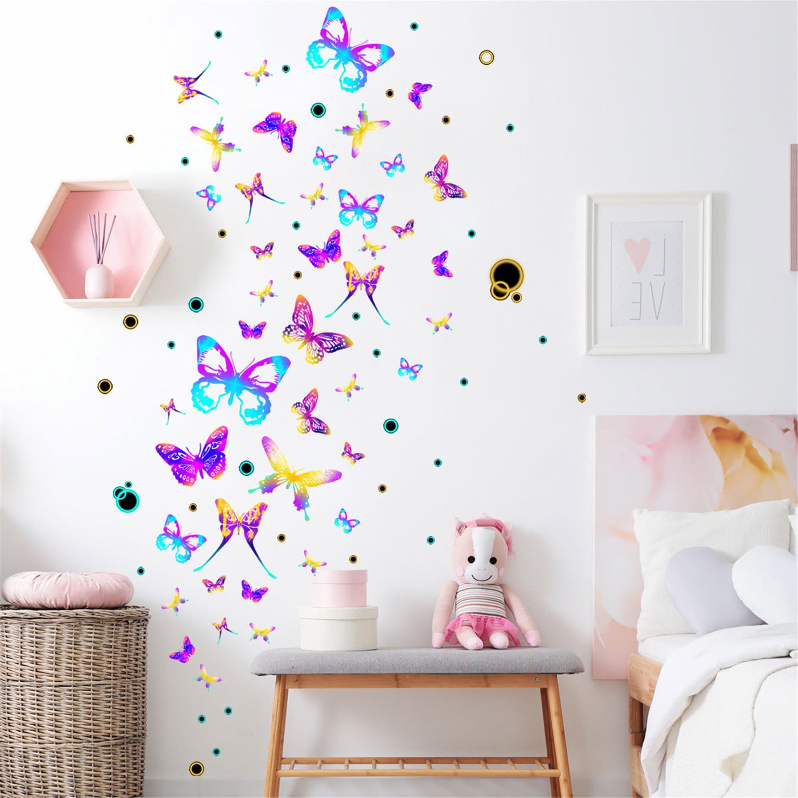 Dvkptbk Stickers Clearance, Butterfly Wall Stickers Living Room Background Wall DIY Decorative Wall Stickers