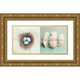 thumbnail image 1 of Dvorak, Vicki 14x9 Gold Ornate Wood Framed with Double Matting Museum Art Print Titled - Vintage Nest of Feathers, 1 of 4