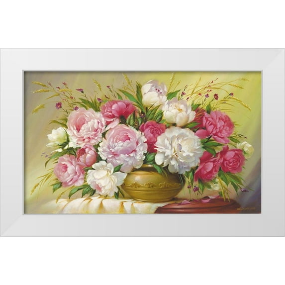 Dvoretskiy, Petrovich 18x12 White Modern Wood Framed Museum Art Print Titled - Spring Roses