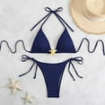 thumbnail image 1 of Dvprdro 2 Piece Adjustable Bandage Bikini Sets for Women Soft Bikini Swim Padded Tops Swim Bottoms Bathing Suit Navy L, 1 of 5