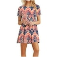Dvprdro 2025 Women's Summer Short Sleeve Dresses Casual Loose Crew Neck