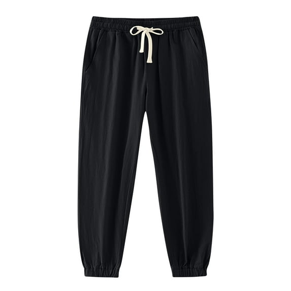 Dvprdro Basic Sweatpants for Men Trendy Comfy Elastic Waist Drawstring Jogger Pants Casual Loose Fitting Athletic Sports Workout Gym Trousers Black L