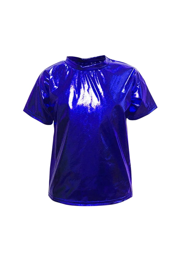 Boys Girls Summer Sequin Tops Casual Short Sleeve T Shirt Crew Neck Daily Basic Tee for Kids