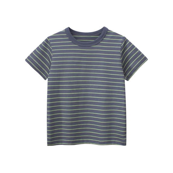 Dvprdro Boys Summer Tops Loose Style Crew Neck Short Sleeve Striped Daily Kids Outfit