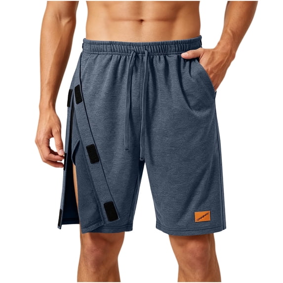 Dvprdro Breakaway Shorts for Men Drawstring Elastic Waist Side Snap Open Running Basketball Shorts with Pockets